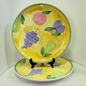 Set Of Two Vintage Caleca 11" Dinner Plates